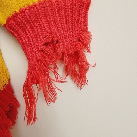 The Cove Multi Stripe Destroyed Fringe Hem Oversized Open Front Cardigan Size M - Picture 5 of 7